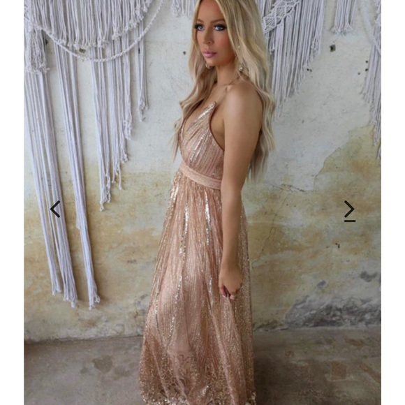 Rose Gold Sequin Maxi Gown, NWT - Picture 8 of 8